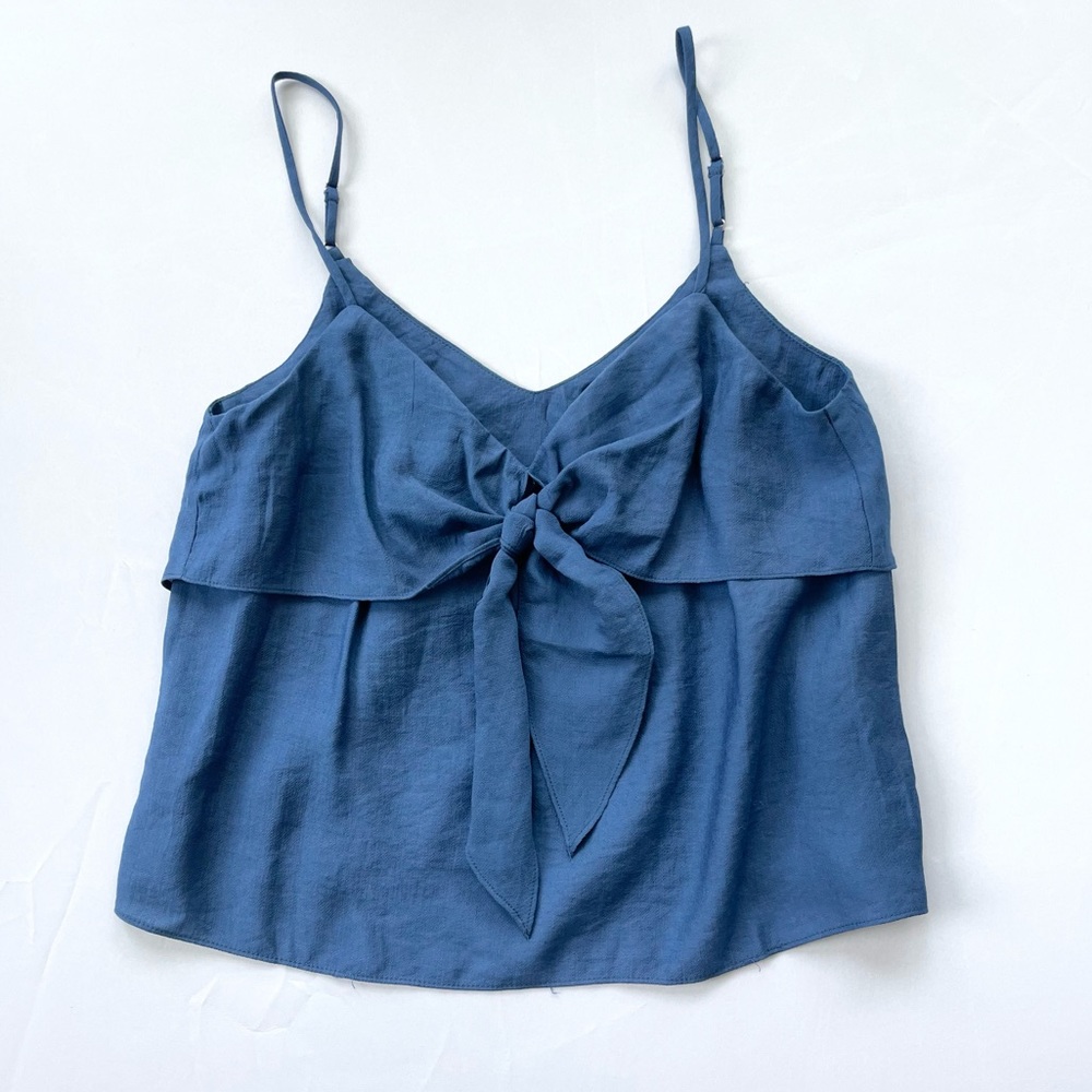 NWOT Lush Navy Blue Tie Front Adjustable Straps Camisole Top, Size S